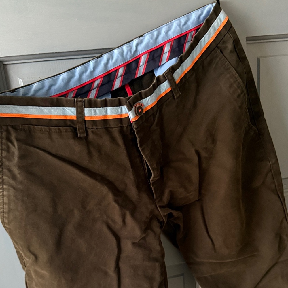 GUC European fitted Portuguese cotton Chinos with Orange blue Trim